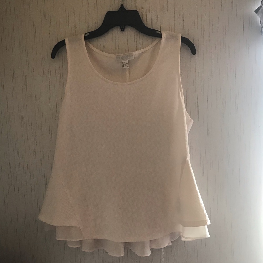 Forever 21 sleeveless ivory flare ruffles blouse